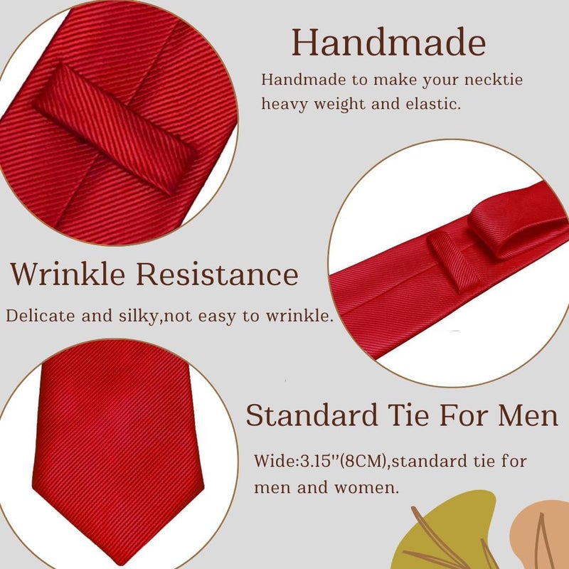 WOXVM Men's Ties Classic Solid Pure Color 3.15" (8CM) Mens Necktie, Premium Formal Black Ties For Men Business Wedding Party - Image 3